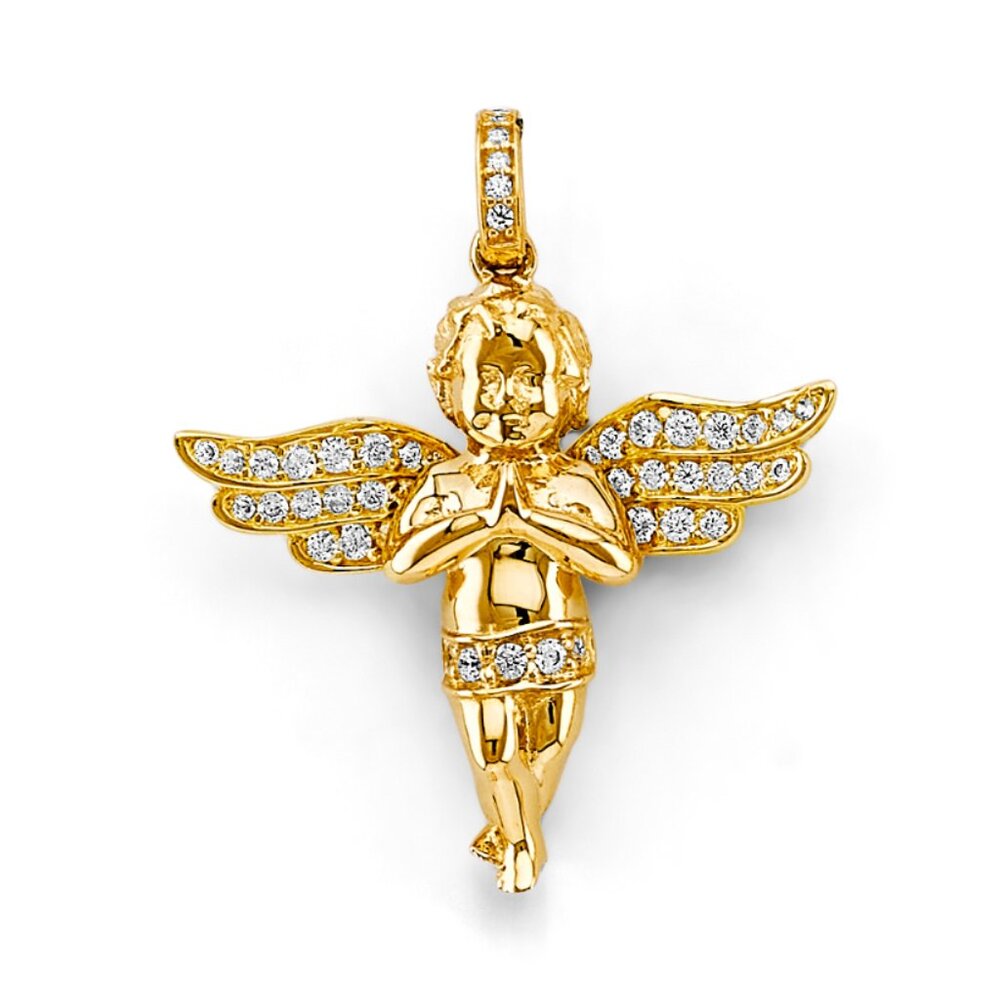 14KT Gold CZ Angel Baby Pendant